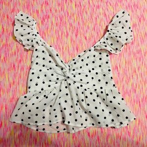 Peplum, Polka Dot, Ruffle Crop Top